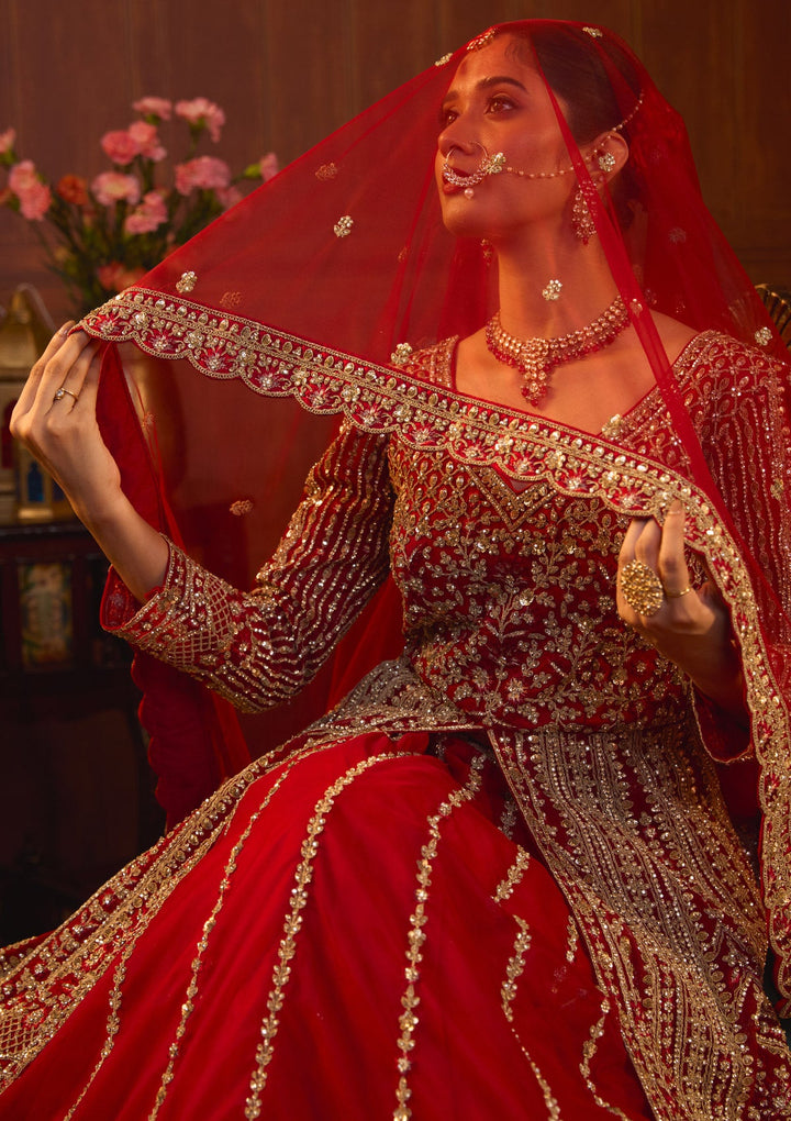 Maroon Cording Net Readymade Lehenga-Koskii