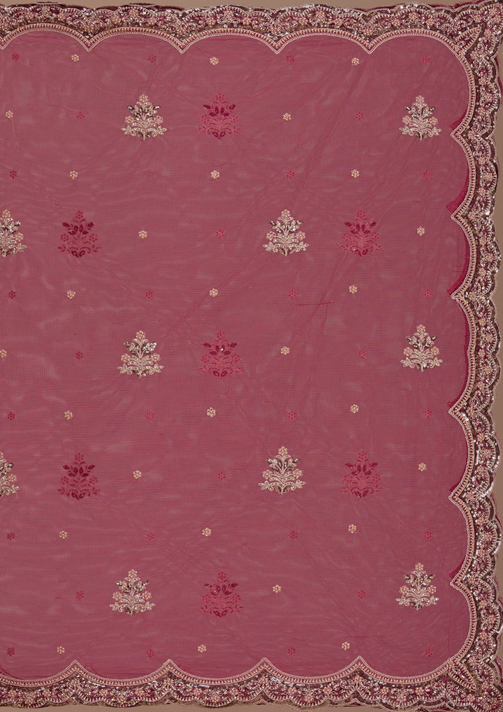 Maroon Sequins Net Readymade Lehenga-Koskii