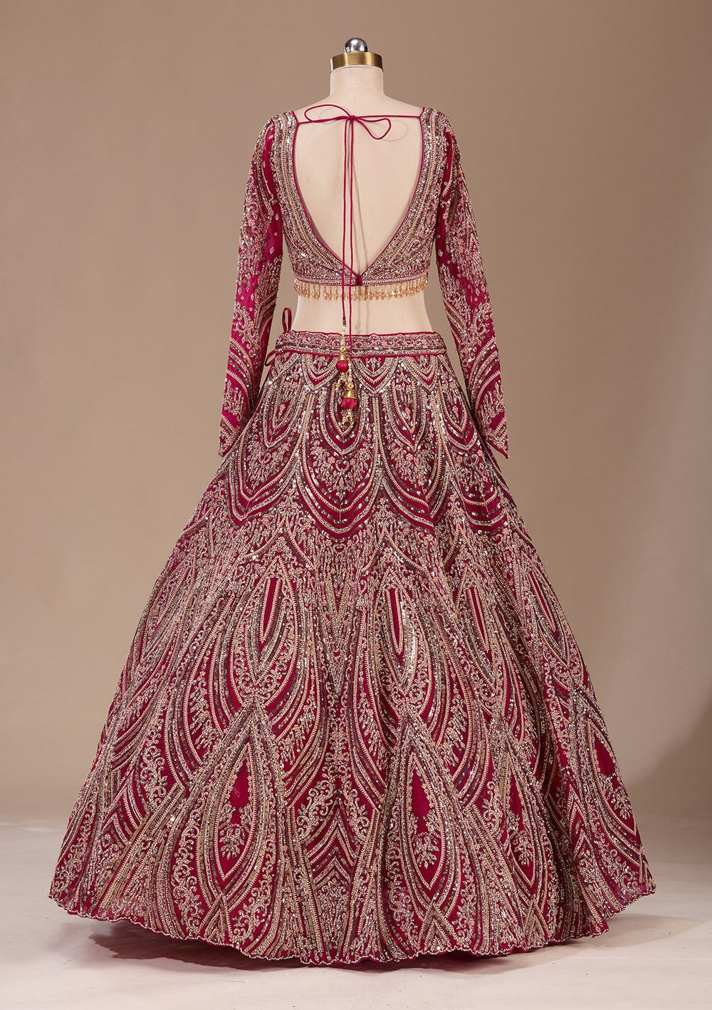 Maroon Sequins Net Readymade Lehenga-Koskii