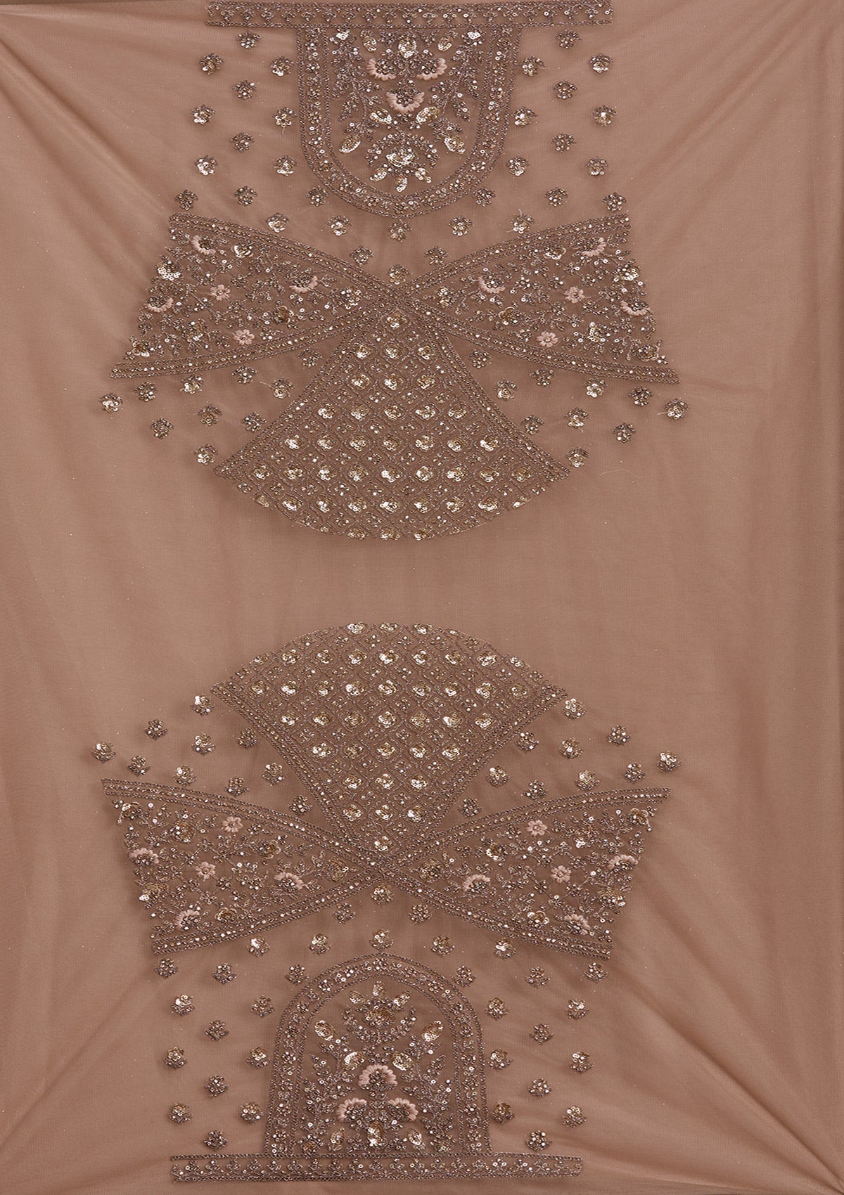 Beige Cording Net Readymade Lehenga-Koskii