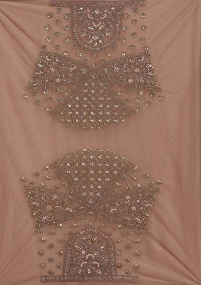 Beige Cording Net Readymade Lehenga-Koskii