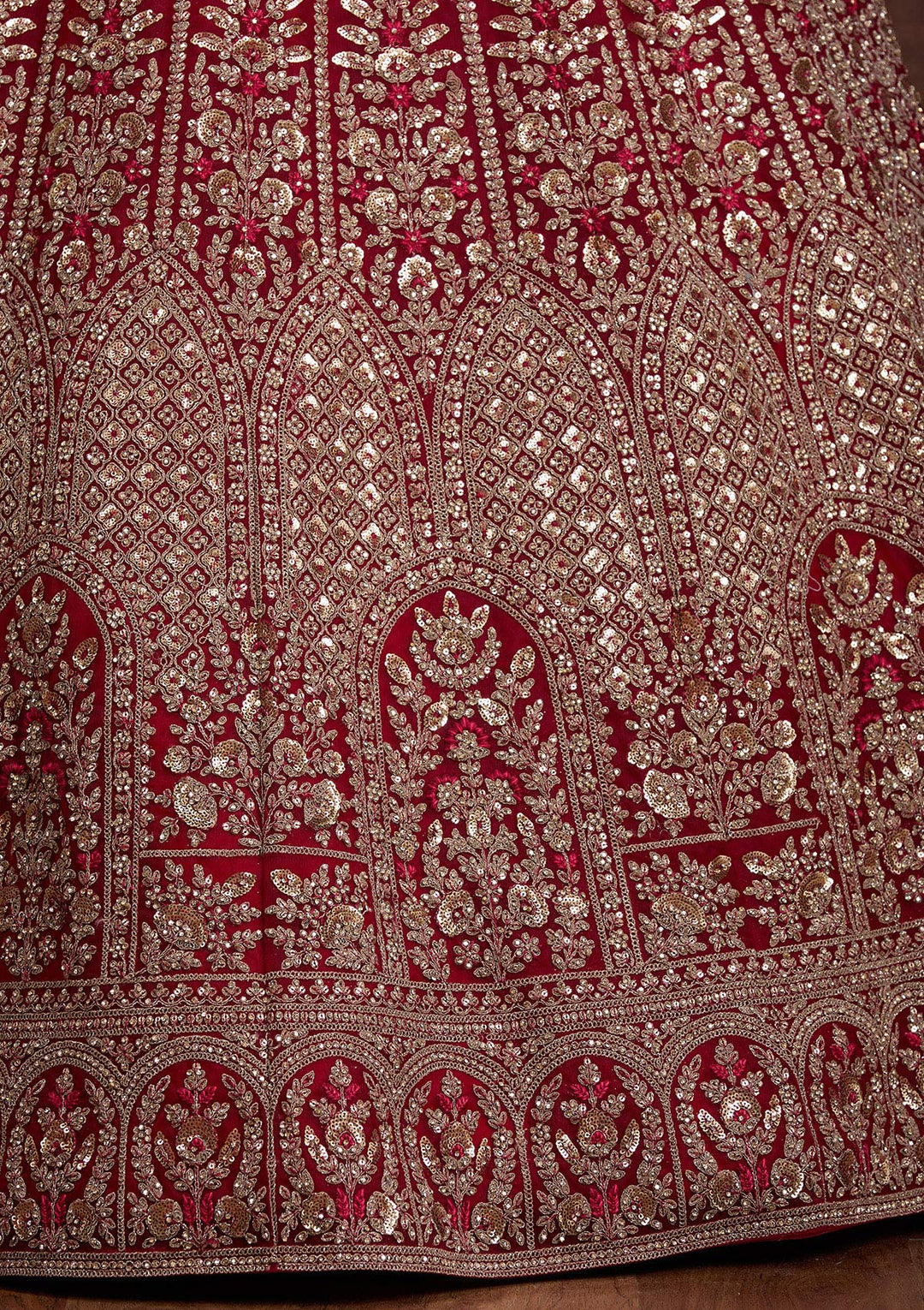 Maroon Cording Net Readymade Lehenga-Koskii