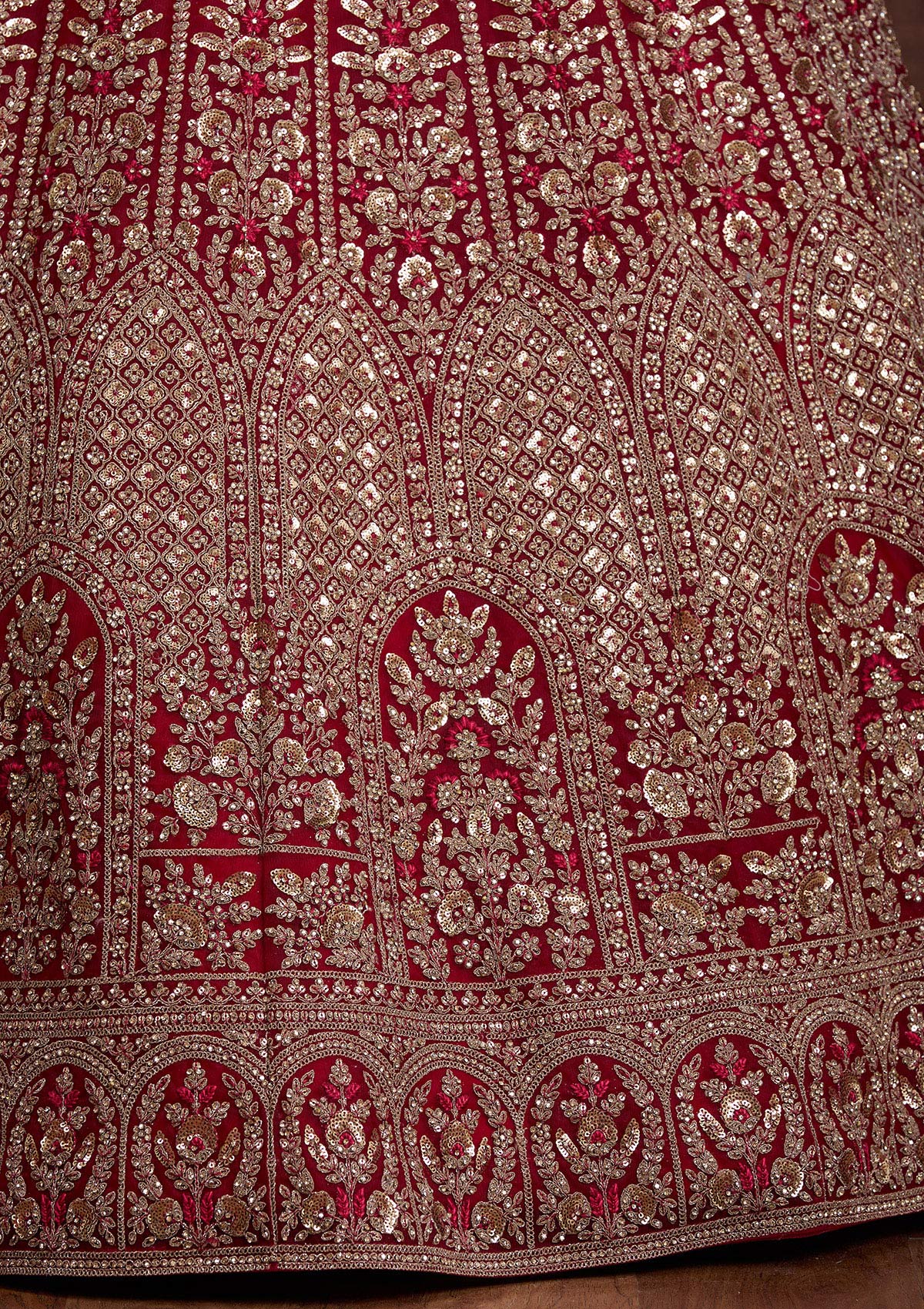 Maroon Cording Net Readymade Lehenga-Koskii