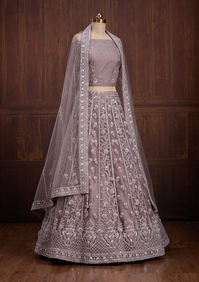 Lavender Cording Net Readymade Lehenga-Koskii