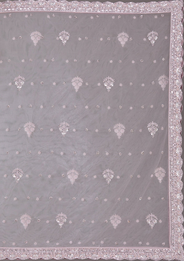 Baby Pink Cording Net Readymade Lehenga-Koskii