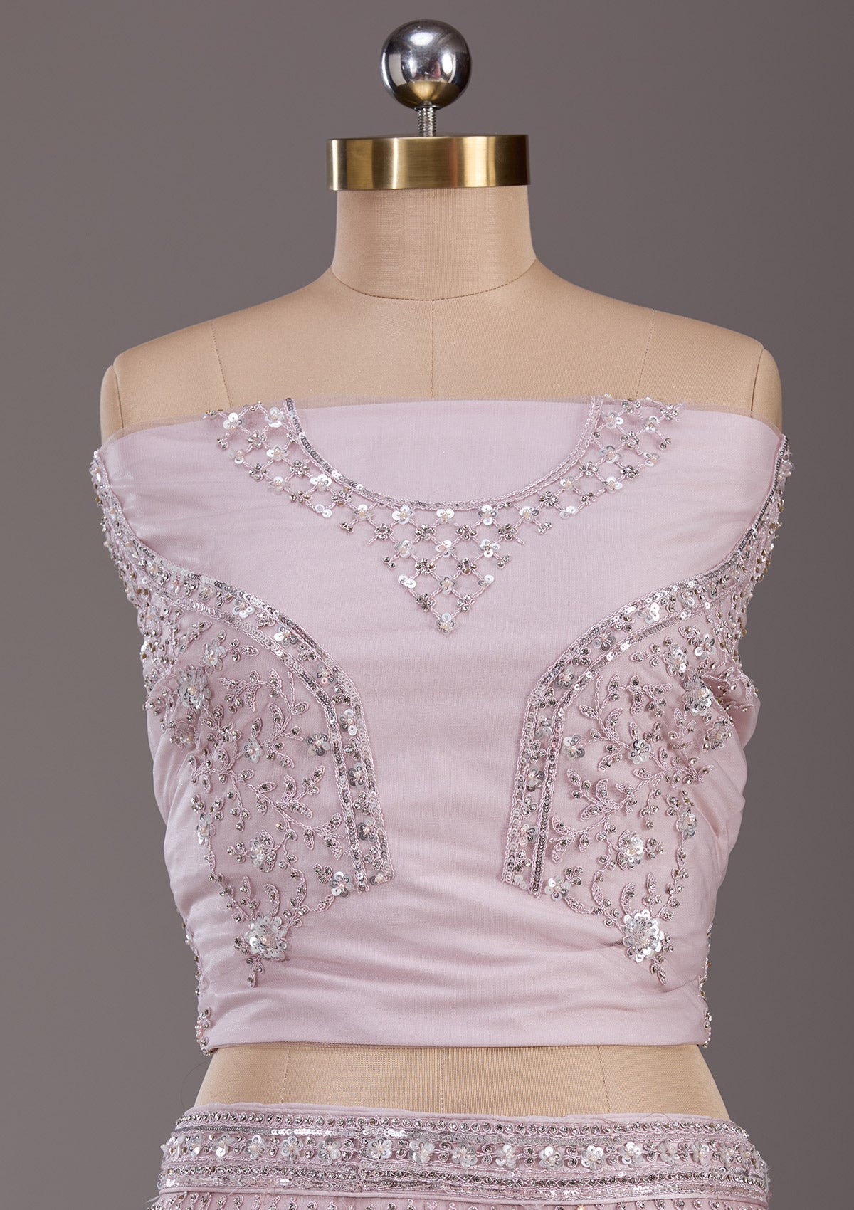 Baby Pink Cording Net Readymade Lehenga-Koskii