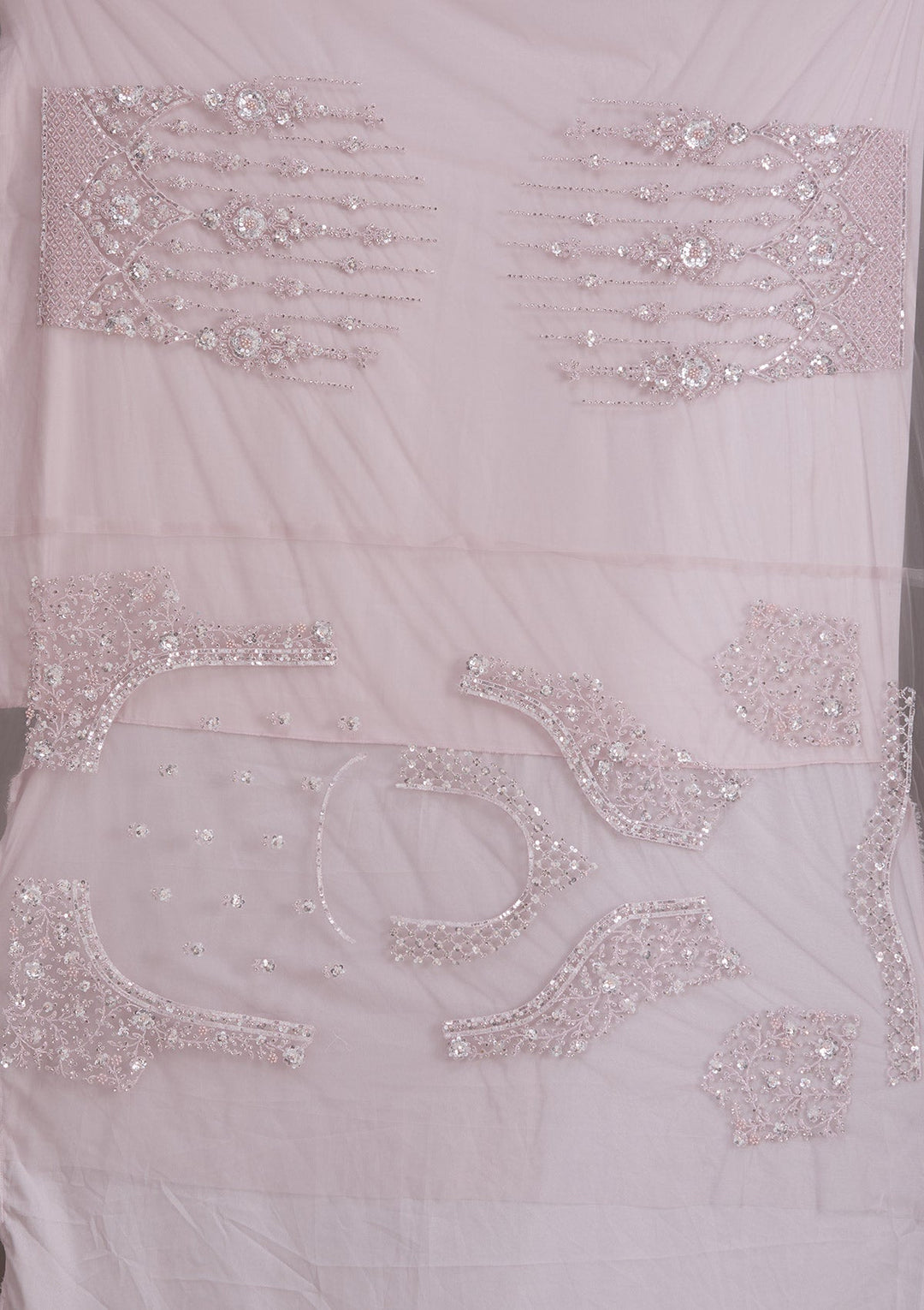 Baby Pink Cording Net Readymade Lehenga-Koskii
