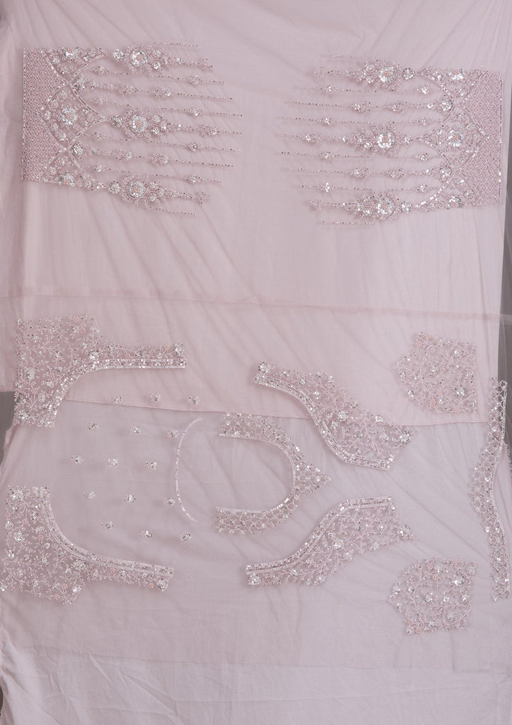 Baby Pink Cording Net Readymade Lehenga-Koskii