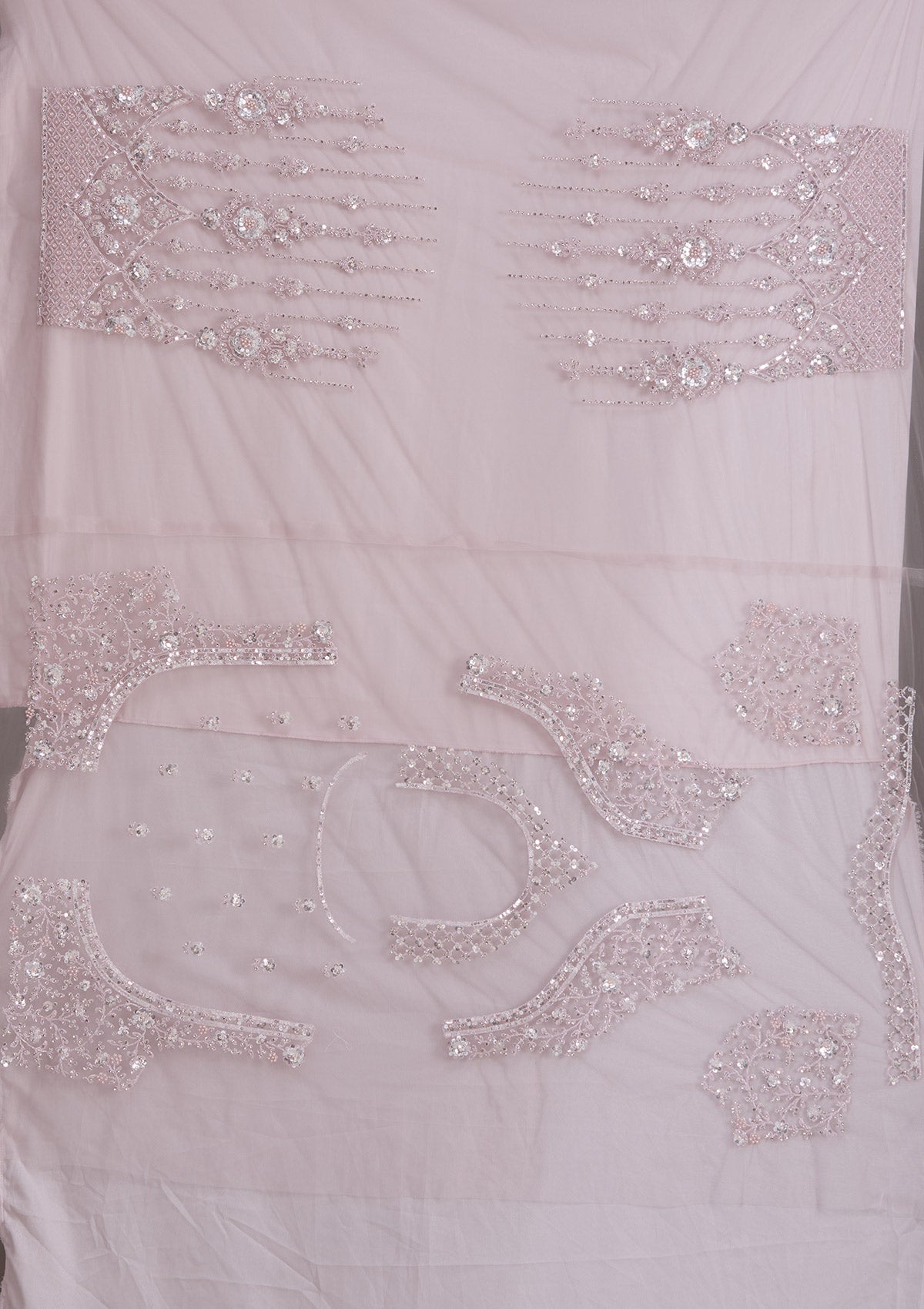Baby Pink Cording Net Readymade Lehenga-Koskii