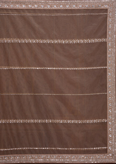 Beige Cording Net Readymade Lehenga-Koskii