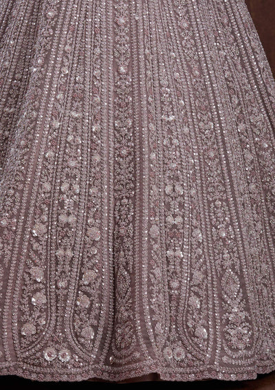 Lavender Cording Net Readymade Lehenga-Koskii