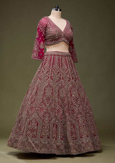Maroon Zariwork (Gold) Net Readymade Lehenga_Koskii