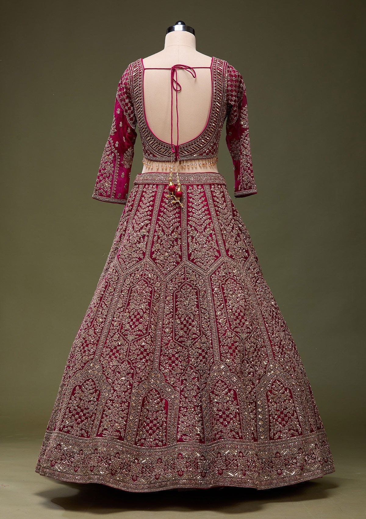 Maroon Zariwork (Gold) Net Readymade Lehenga_Koskii