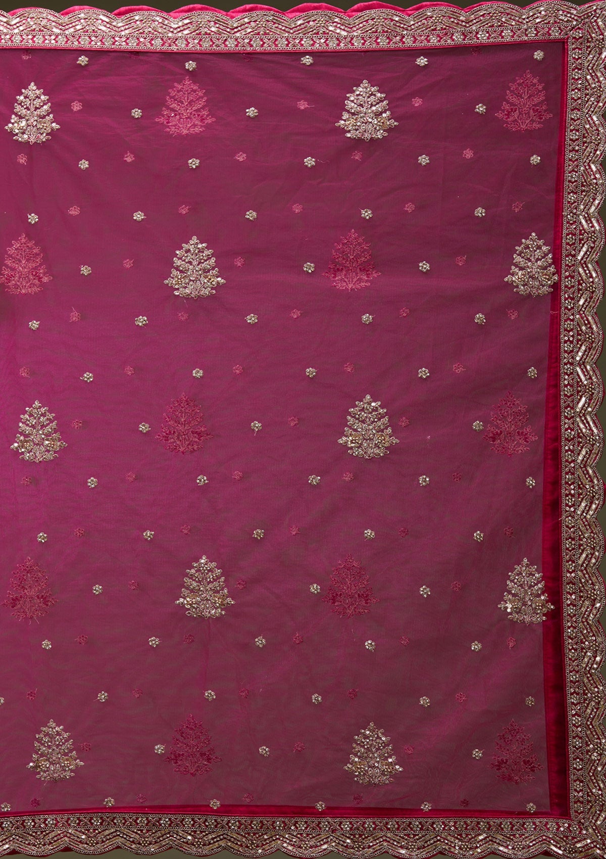 Maroon Zariwork (Gold) Net Readymade Lehenga_Koskii