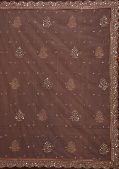 Peach Cording Net Readymade Lehenga-Koskii