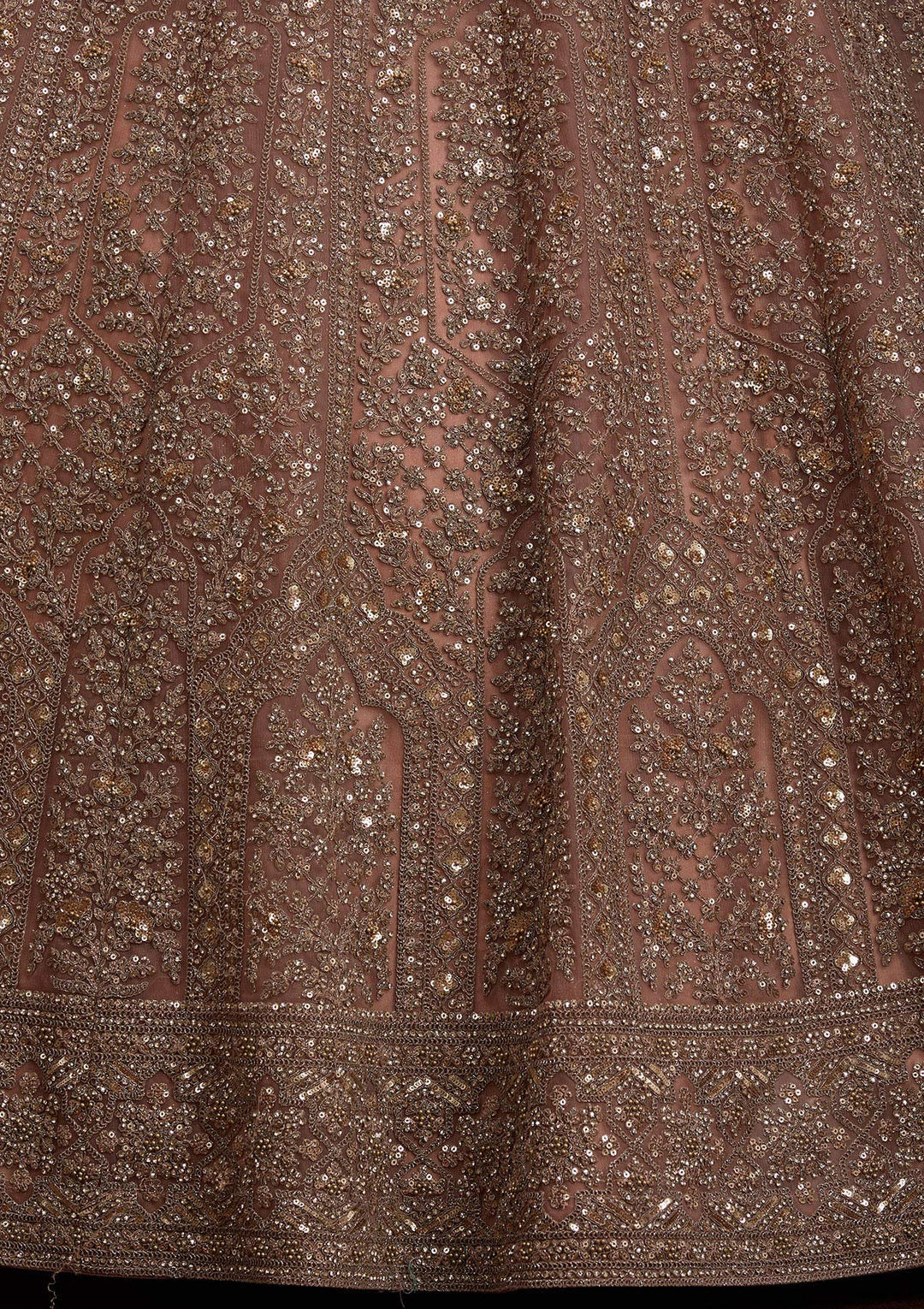 Peach Cording Net Readymade Lehenga-Koskii