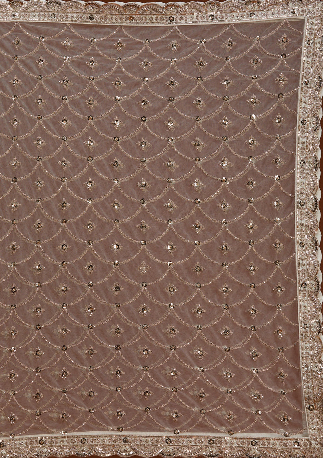Cream Zariwork (Gold) Net Readymade Lehenga-koskii