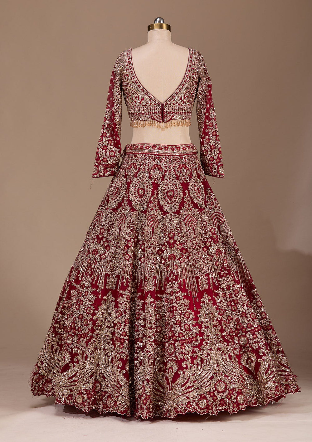 Maroon Sequins Net Readymade Lehenga-Koskii