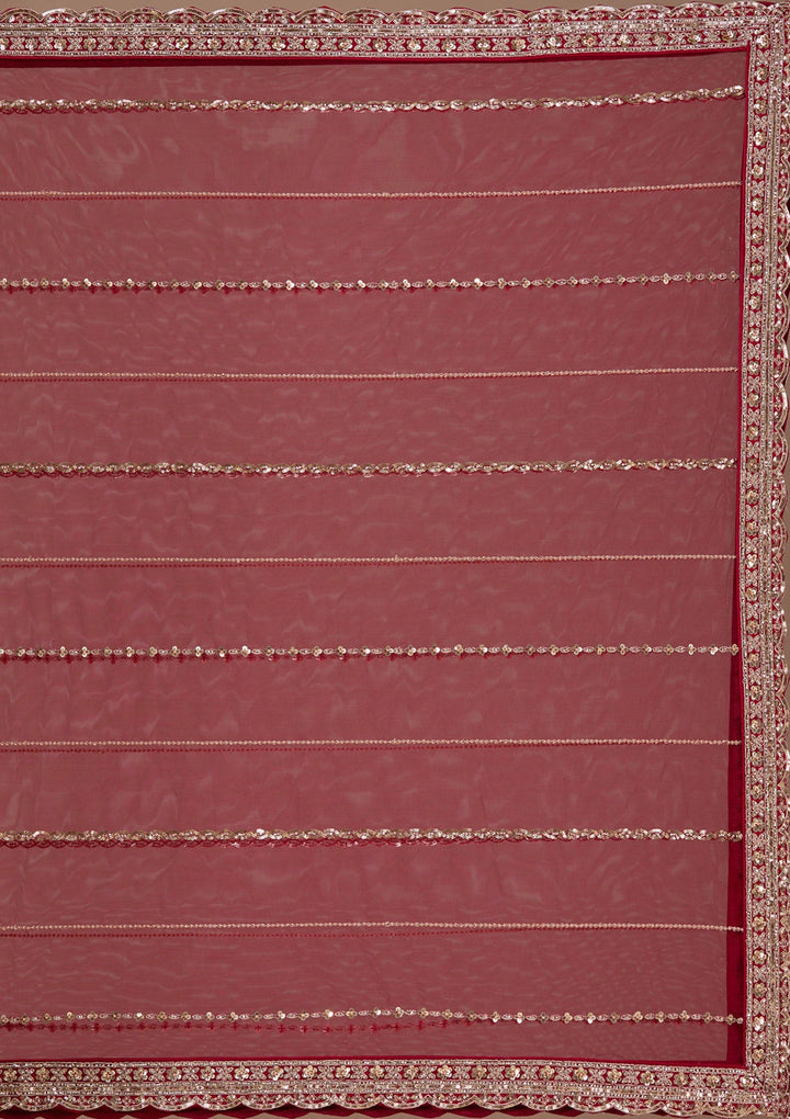 Maroon Sequins Net Readymade Lehenga-Koskii