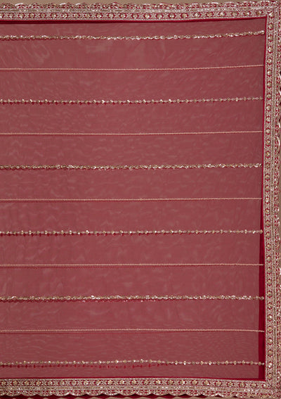 Maroon Sequins Net Readymade Lehenga-Koskii