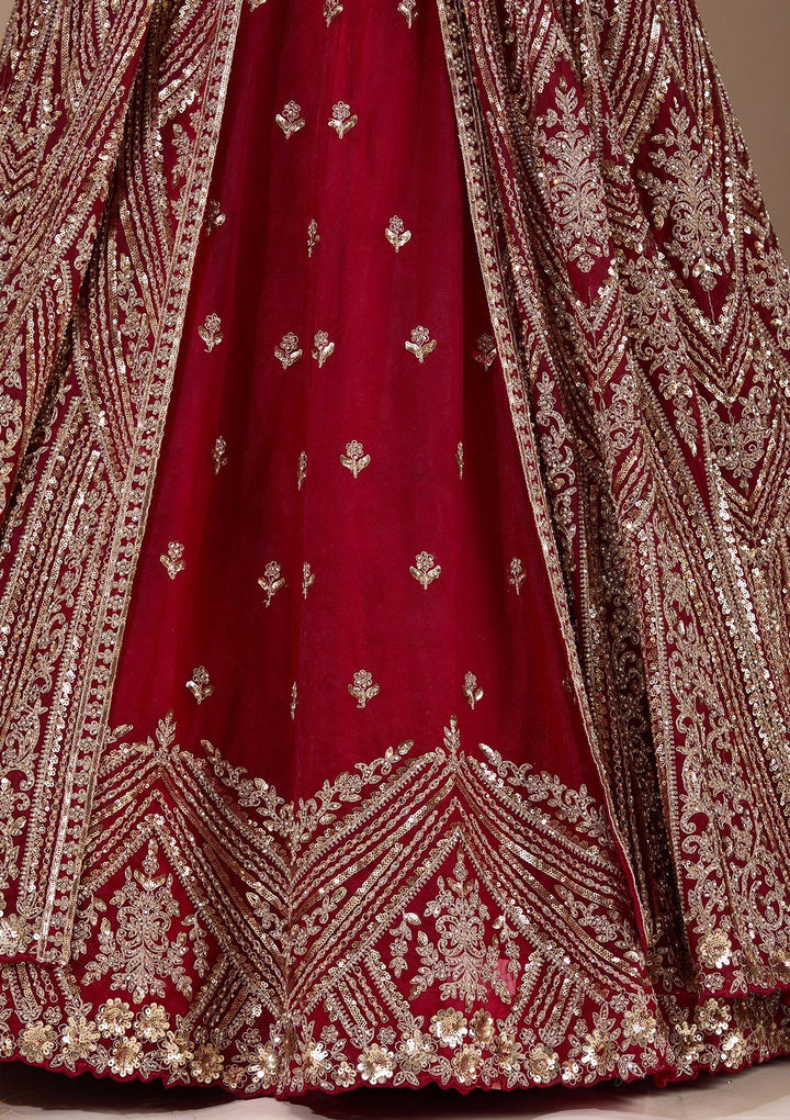 Maroon Sequins Net Readymade Lehenga-Koskii