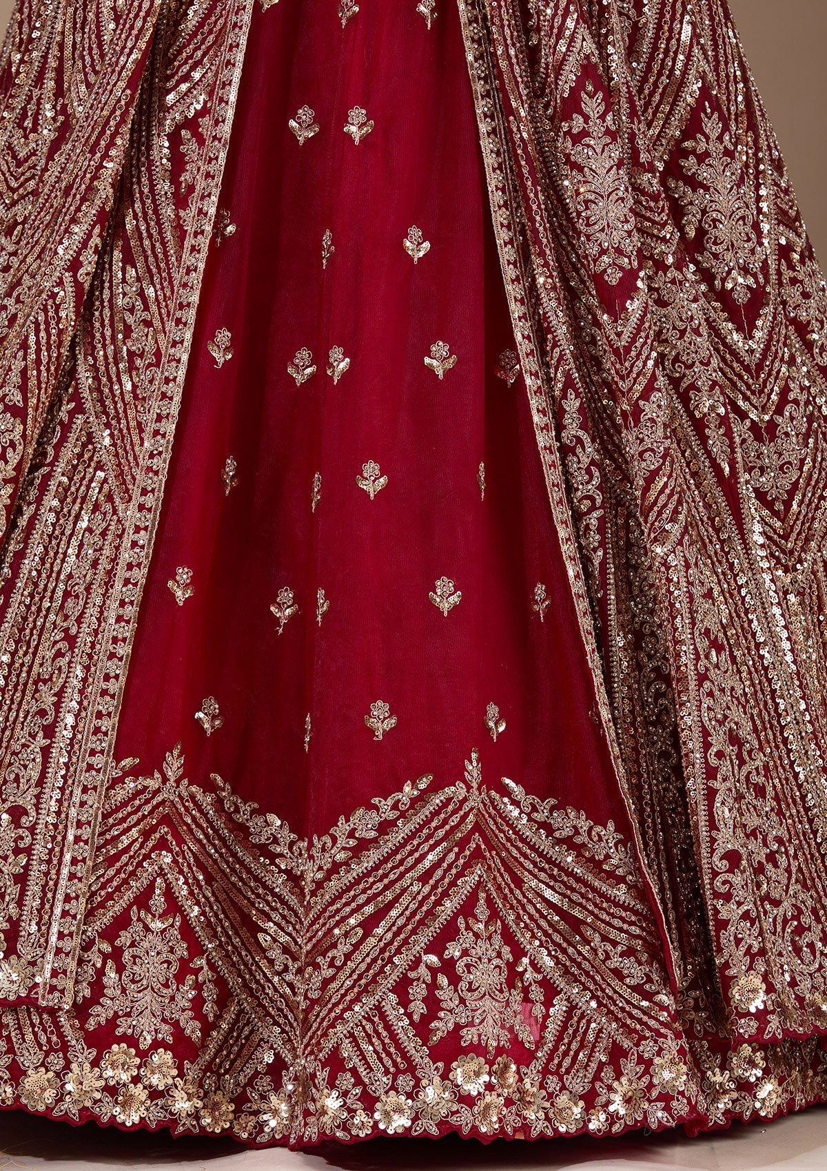 Maroon Sequins Net Readymade Lehenga-Koskii