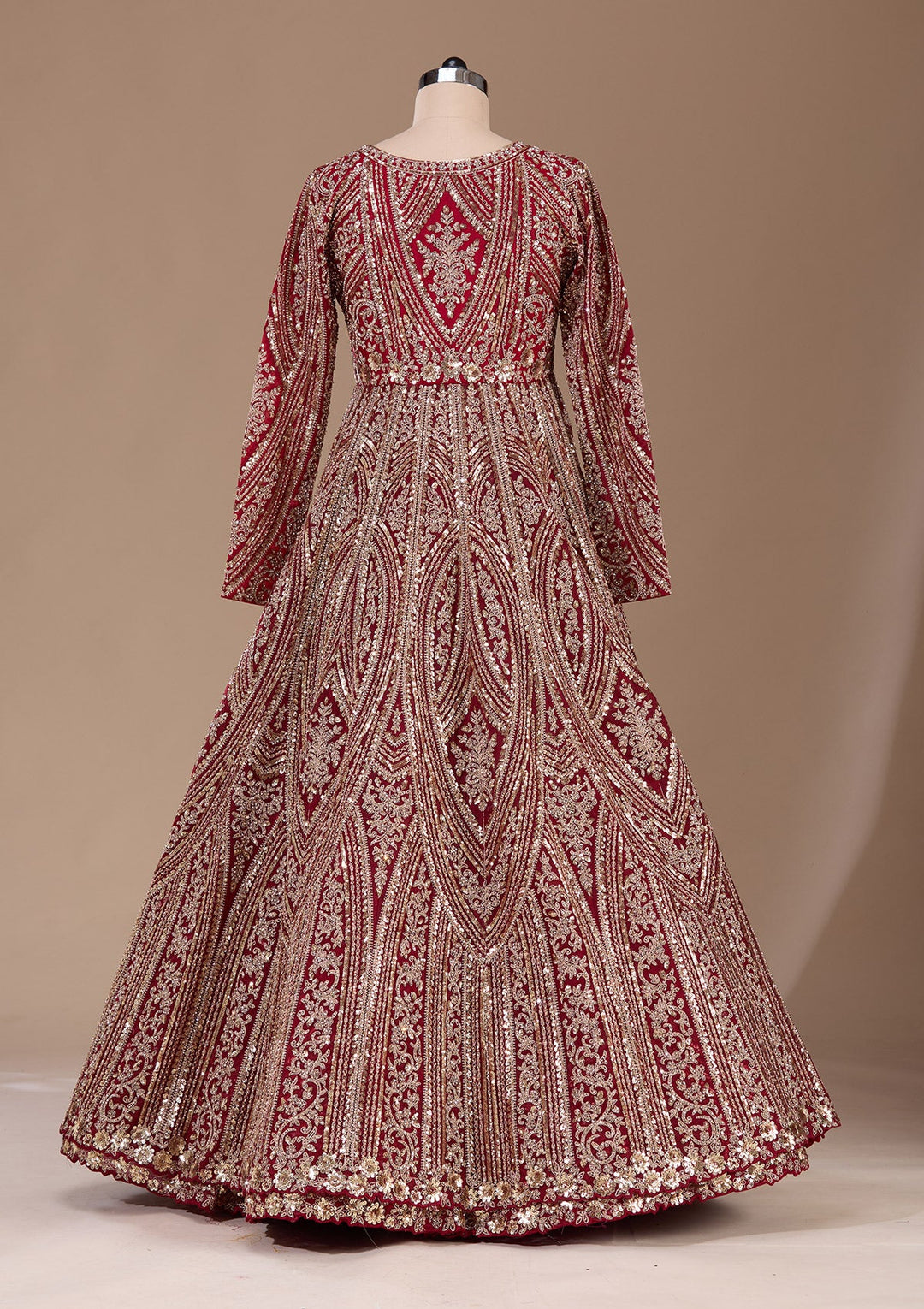 Maroon Sequins Net Readymade Lehenga-Koskii