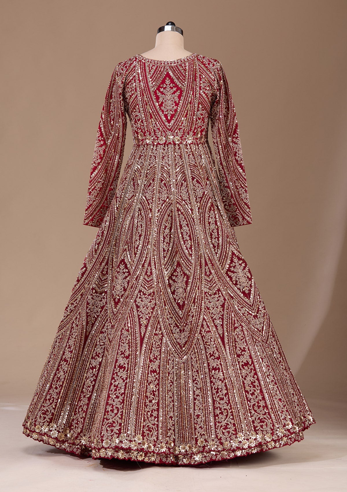 Maroon Sequins Net Readymade Lehenga-Koskii