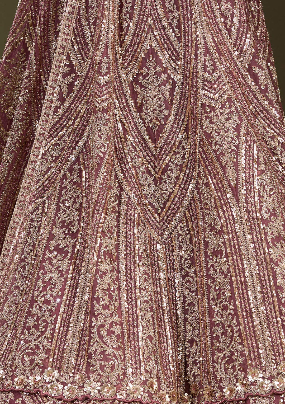 Onion Pink Sequins Net Readymade Lehenga-Koskii