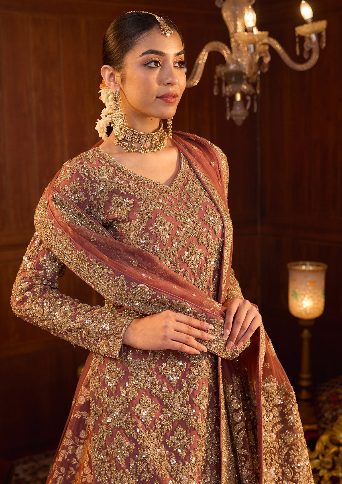 Mauve Cording Georgette Readymade Lehenga-Koskii