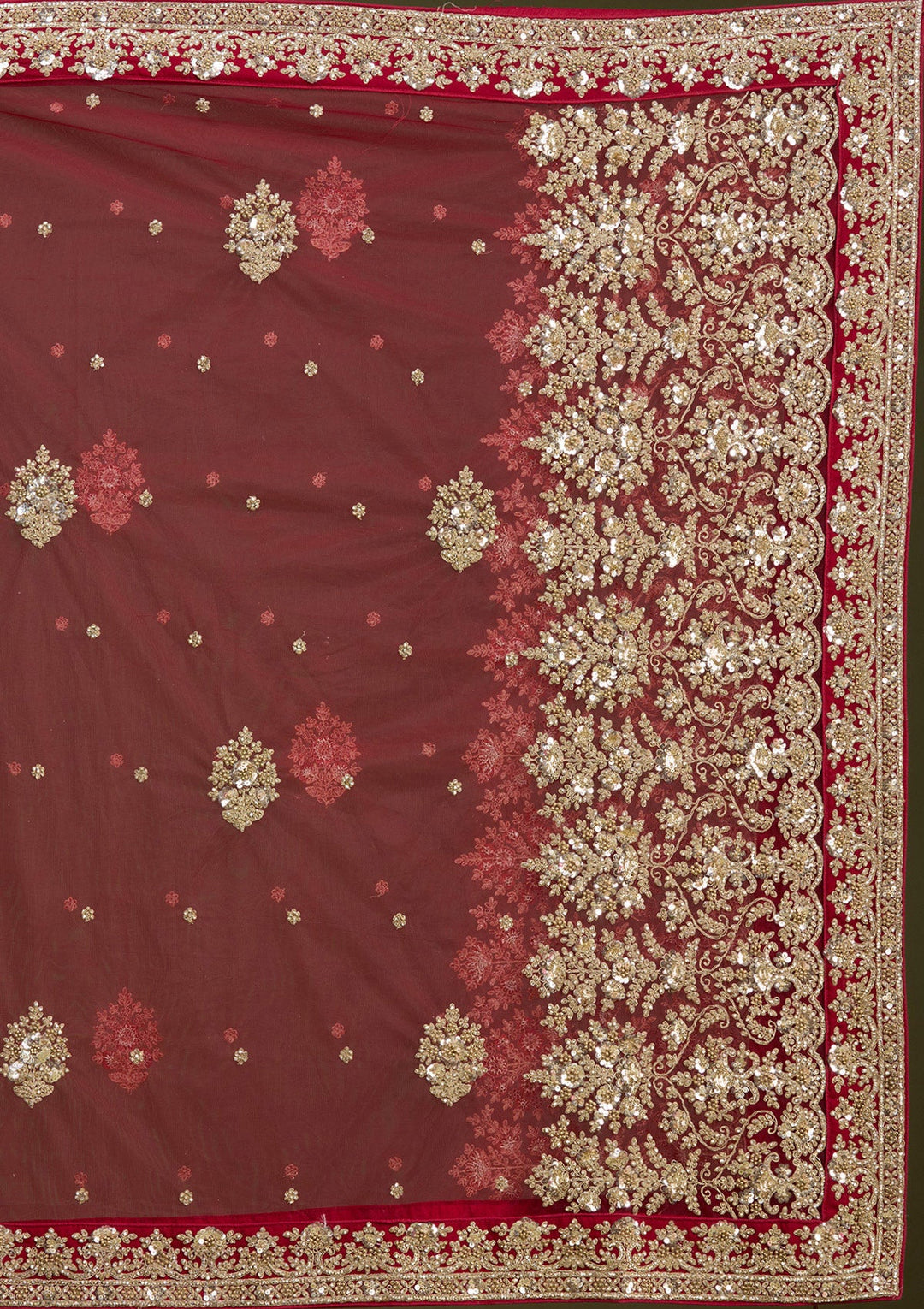 Red Cording Dola Silk Readymade Lehenga