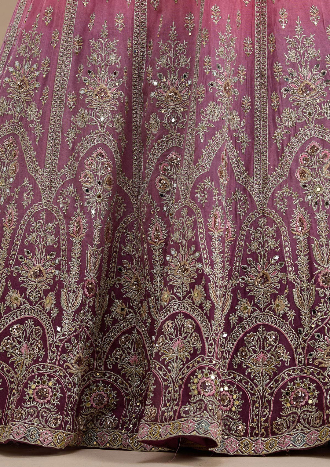 Pink Zariwork Crepe Readymade Lehenga-koskii