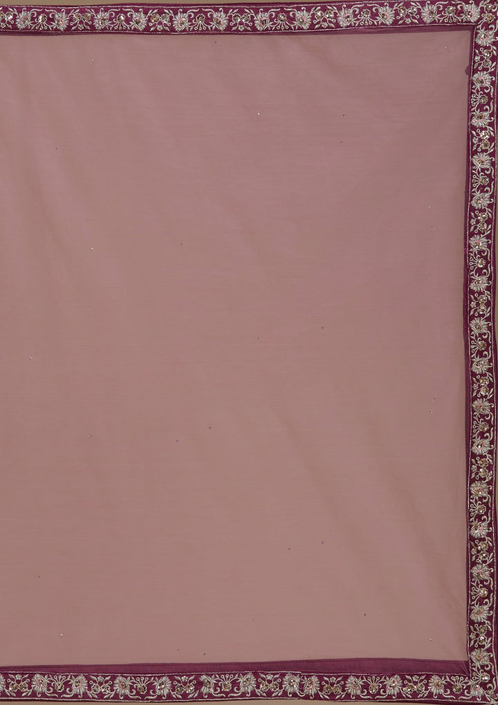 Pink Zariwork Crepe Readymade Lehenga-koskii