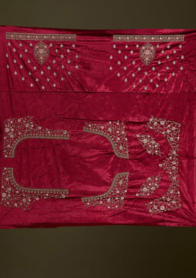 Peacock Blue Cording Velvet Readymade Lehenga-Koskii