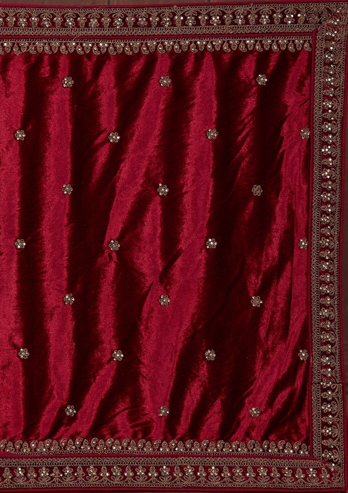 Bottle Green Cording Velvet Readymade Lehenga-Koskii