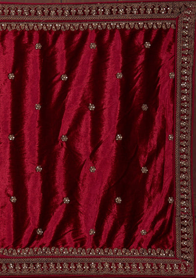 Bottle Green Cording Velvet Readymade Lehenga-Koskii