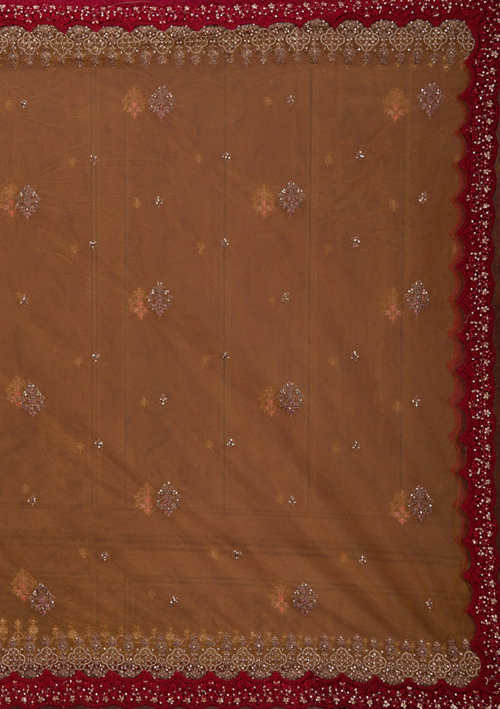 Mustard Cording Velvet Readymade Lehenga-Koskii