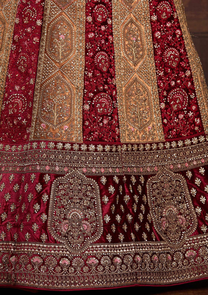 Mustard Cording Velvet Readymade Lehenga-Koskii