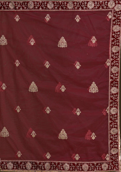 Maroon Cording Velvet Readymade Lehenga-Koskii