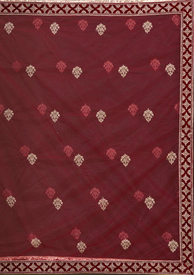 Maroon Cording Velvet Readymade Lehenga-Koskii
