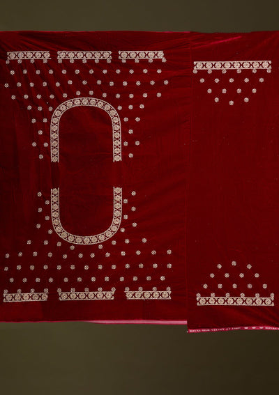 Maroon Cording Velvet Readymade Lehenga-Koskii