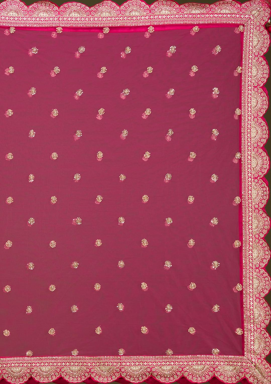 Rani Pink Zardozi (Gold) Raw Silk Readymade Lehenga