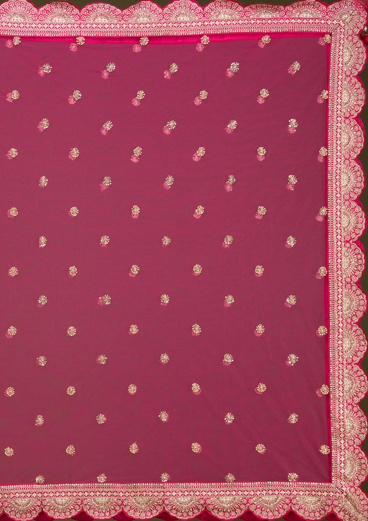 Rani Pink Zardozi (Gold) Raw Silk Readymade Lehenga