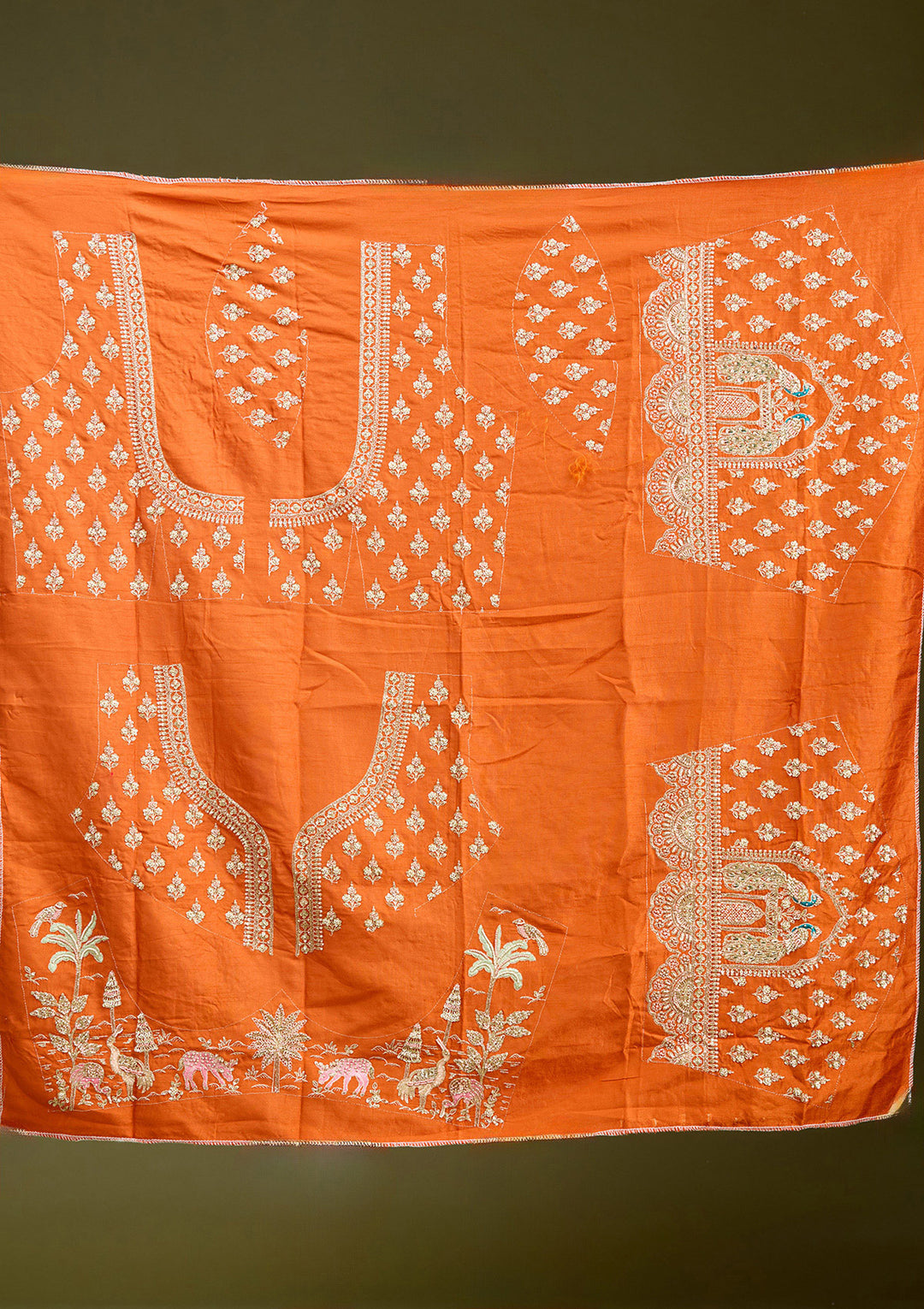 Rust Zardozi (Gold) Raw Silk Readymade Lehenga