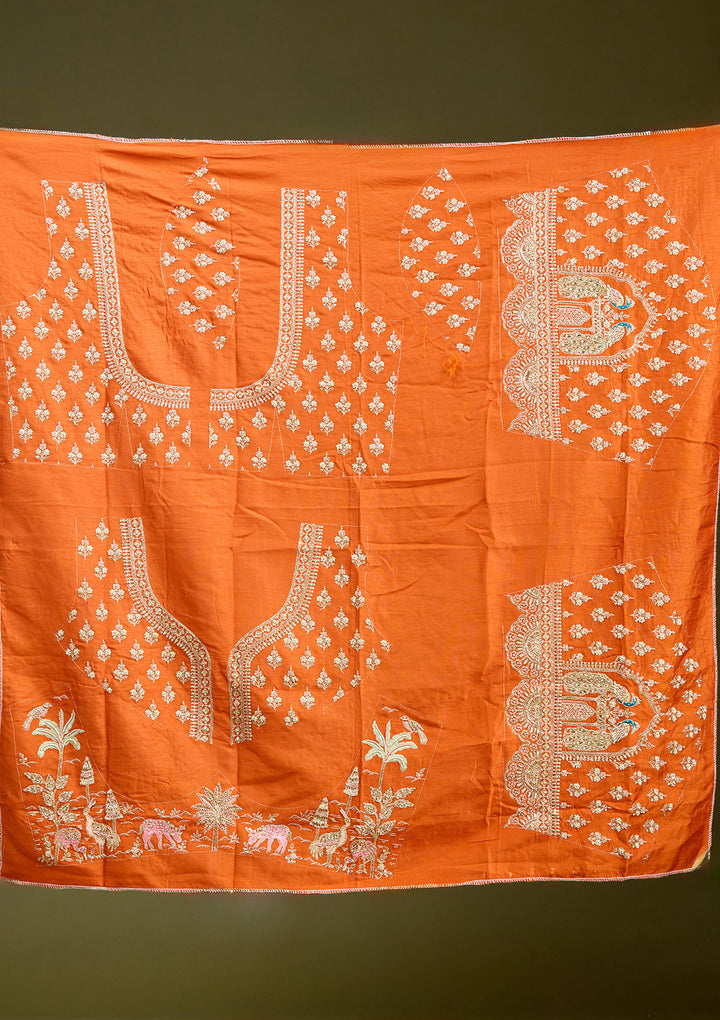 Rust Zardozi (Gold) Raw Silk Readymade Lehenga