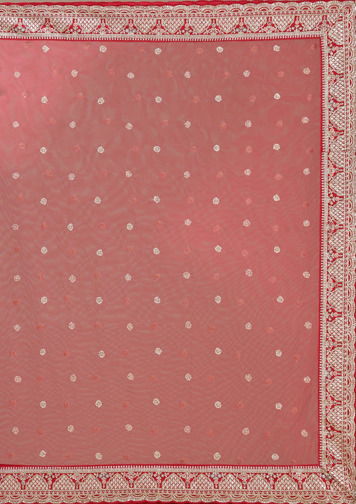 Red Zardozi (Gold) Raw Silk Readymade Lehenga-koskii