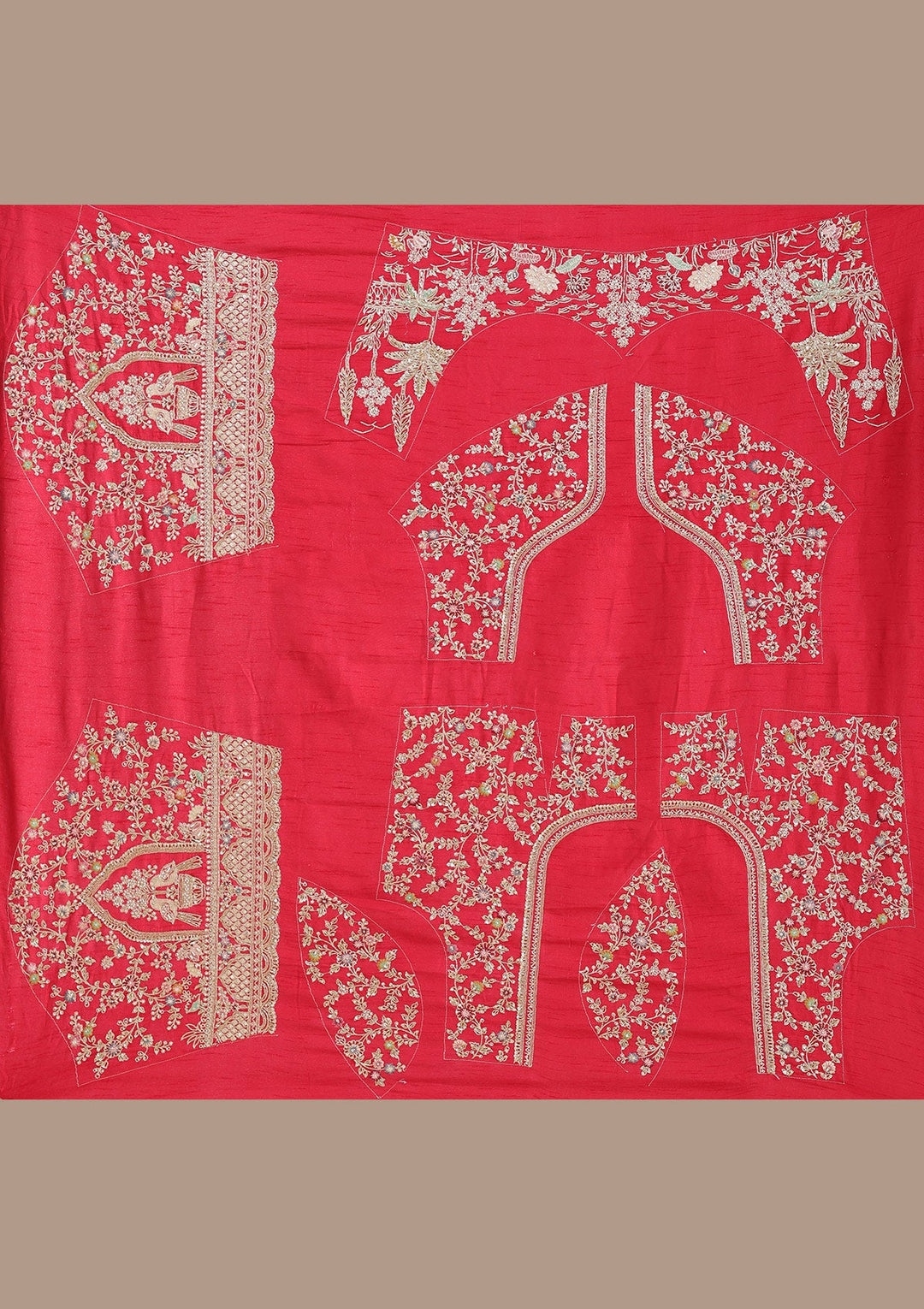 Red Zardozi (Gold) Raw Silk Readymade Lehenga-koskii