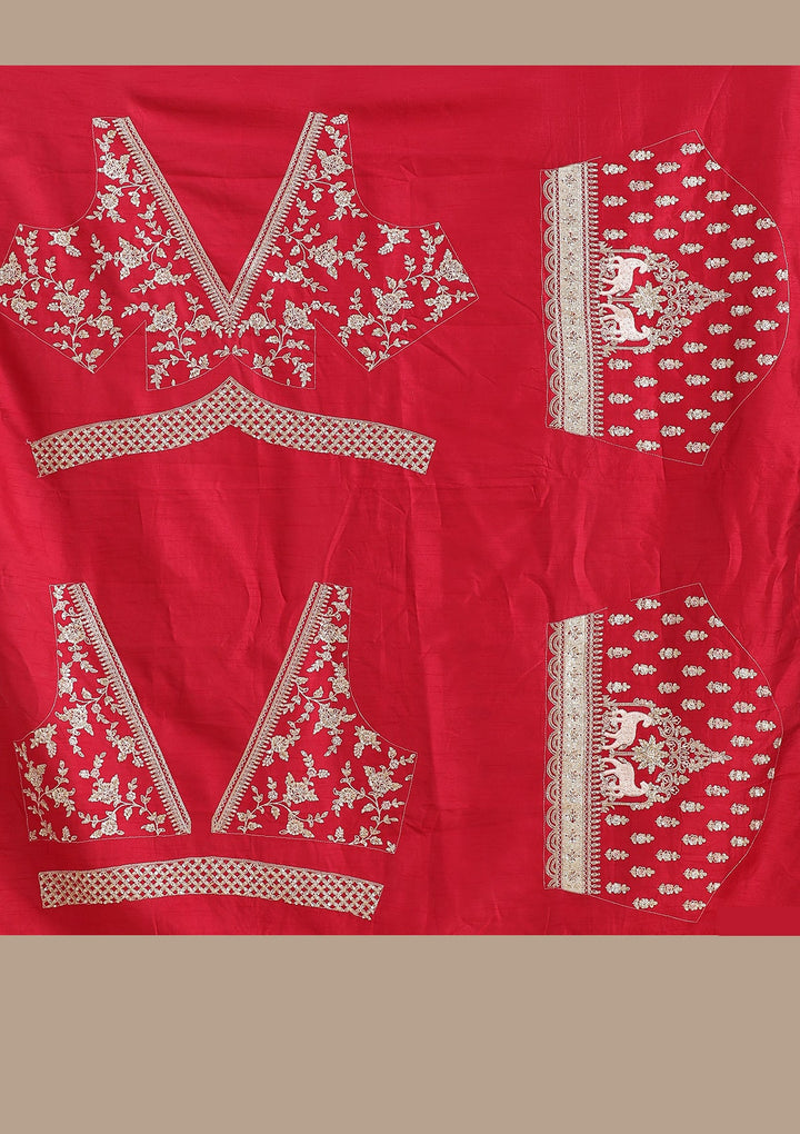 Rani Pink Zardozi (Gold) Raw Silk Readymade Lehenga-koskii