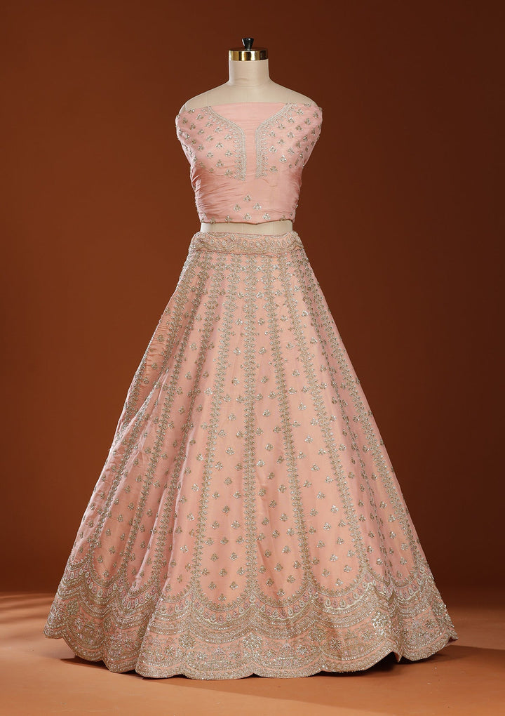 Peach Zariwork (Gold) Shimmer Readymade Lehenga