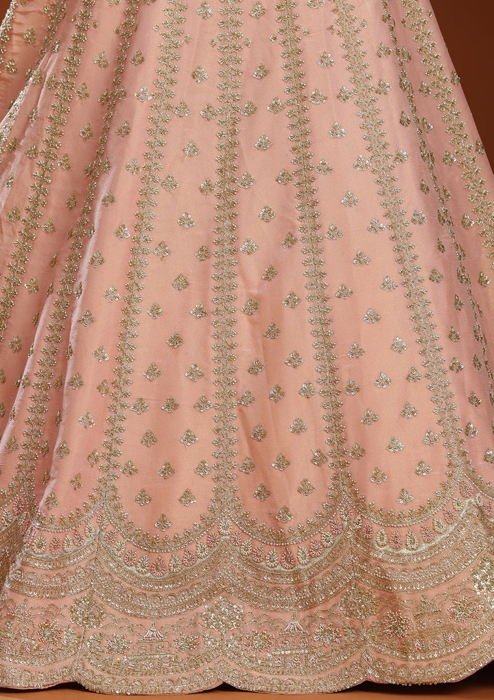 Peach Zariwork (Gold) Shimmer Readymade Lehenga